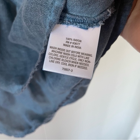 Women's Blue Button-Up Ruffle Top - Picture 10 of 10